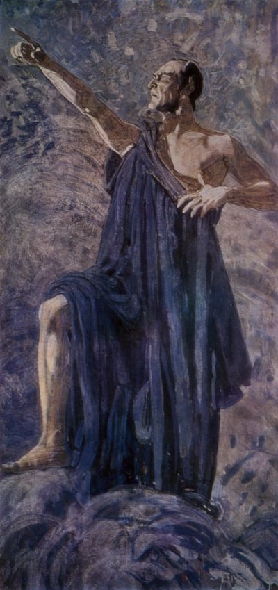 Den russiske operasangeren Feodor Chaliapin i tittelrollen i Arrigo Boitos opera Mefistofele (Mephistopheles) av Aleksandr Jakovlevic Golovin