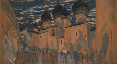 Scenedesign for operaen The Pskov Maiden av N. Rimsky-Korsakov, 1901 av Aleksandr Jakovlevic Golovin