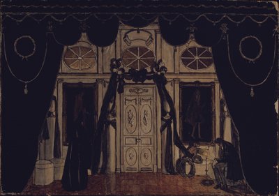 Scenedesign for teaterstykket The Masquerade av M. Lermontov, 1917 av Aleksandr Jakovlevic Golovin