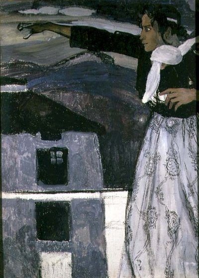 Kvinne i grått (olje på lerret) av Aleksandr Jakovlevic Golovin