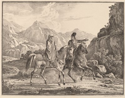 Mann og tilslørt kvinne til hest av Aleksandr Osipovich Orlovskii