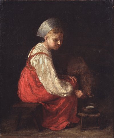 En bondepike med en kalv, 1829 av Aleksei Gavrilovich Venetsianov