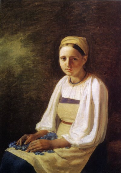 En bondepike med kornblomster, 1820-tallet av Aleksei Gavrilovich Venetsianov