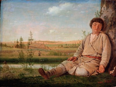 Garcon berger endormi (sovende hyrdegutt) - Peinture de Alexey Gavrilovich Venetsianov (1780-1847), huile sur toile av Aleksei Gavrilovich Venetsianov