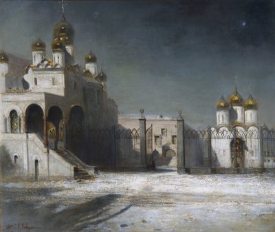 Katedralplassen i Kreml i Moskva om natten, 1878 av Alexei Kondratjewitsch Sawrassow