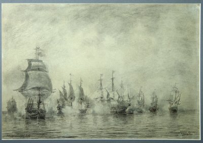 Første sjøslag. Naum Senyavin, 1865-1866 av Aleksei Petrovich Bogolyubov