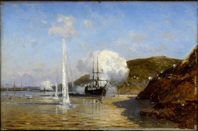 Handlingen til Nikolai Skrydlov (1844-1918) på Donau av Alexei Petrovich Bogolyubov (Bogoliubov eller Bogolioubov) (1824-1896) av Aleksei Petrovich Bogolyubov