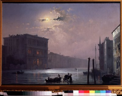 The Grand Canal in Venezia (Italia (The Grand Canal in Venice). Maleri av Alexei Petrovich Bogolyubov (Bogoliubov eller Bogoliubov) (1824-1896). Olje på lerret, etter 1854, 63,8 x 90,5 cm, russisk kunst. State V. Tropinin Museum, Moskva. av Aleksei Petrovich Bogolyubov