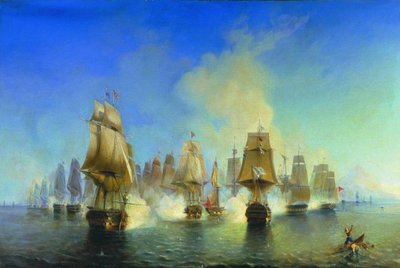 Sjøslaget ved Athos av Aleksei Petrovich Bogolyubov