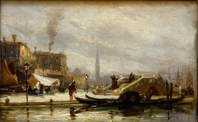 Venezia nær jernbanestasjonen. Noon par Bogolyubov (Bogolioubov), Alexei Petrovich (1824–1896) av Aleksei Petrovich Bogolyubov