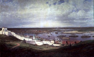 Utsikt over Nizhny Novgorod (olje på lerret) av Aleksei Petrovich Bogolyubov