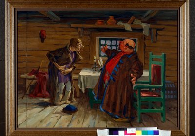 En pasient går for å se en diakon for behandling - Verk av Aleksei Fyodorovich Afanasyev (Alexis Afanasyev) (1850-1920), ca. 1910, gouache på papir - En pasient kom til diakonen... Gouache på papir av Aleksei Fyodorovich Afanasyev (1850) -1920), c1910 - 48 av Aleksey Fyodorovich Afanasiev