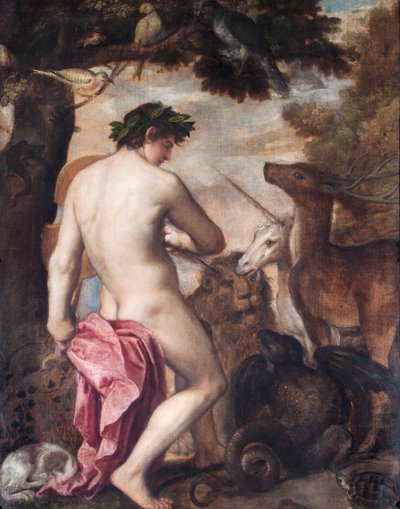 Orpheus Enchanting The Animals (olje på lerret) av Alessandro (1588–1649) (attr. to) Titian (workshop of) and Padovanino