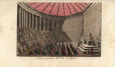 Interiør av Odeon of Athens eller Odeon of Pericles i Athen, Hellas av Alessandro (after) Sanquirico