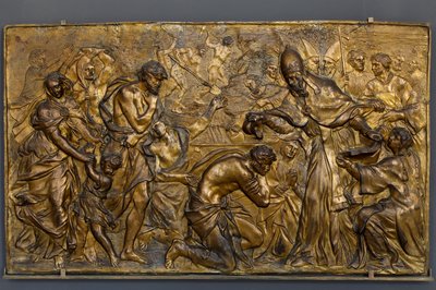 Pave Liberius døper neofyttene av Alessandro Algardi