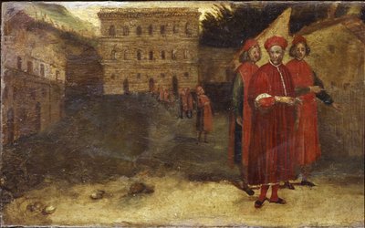 Luca Pitti italiensk bankmann, foran palasset hans (Palazzo Pitti) av Alessandro Allori