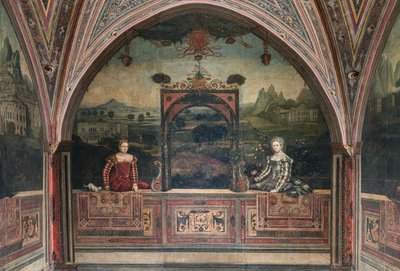 Small Room of the Noble Ladies (olje på lerret limt til veggene) av Alessandro Bonvicino Moretto