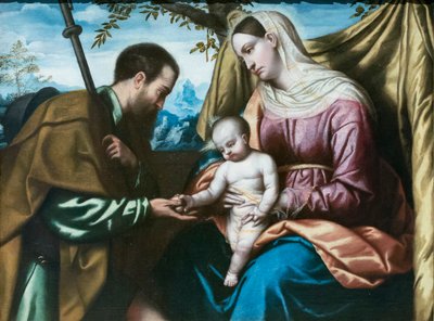 Jomfru Maria og barnet med den hellige Rochus av Alessandro Bonvicino Moretto