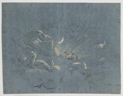 Selene og Endymion, design for et takmaleri av Alessandro Gherardini