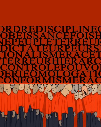 Allegori om vekten av diktatur, undertrykkelse, disiplin over mennesket, folkemengder knust av makt og frykt for tyranner - Illustrasjon 2014 av Alessandro Lonati