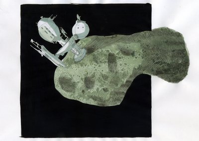Forventning: Asteroidegruvedrift, utnyttelse av råmaterialer fra asteroider og andre mindre planeter Illustrasjon av Alessandro Lonati av Alessandro Lonati