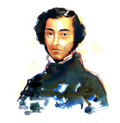 Charles-Alexis-Henri Clerel de Tocqueville (1805-59) - Portrett av Alexis de Tocqueville (Alexis Charles Henri Cleral de Tocqueville) (1805 - 1859), fransk historiker og politiker av Alessandro Lonati