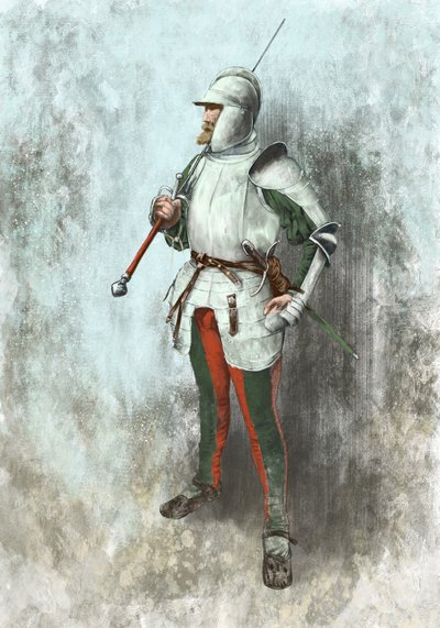 Lansquenet i rustning (illustrasjon) av Alessandro Lonati