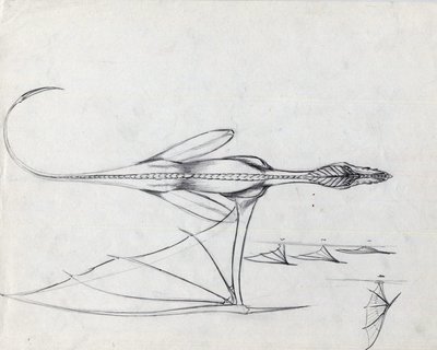 Legendarisk dyr for fantasiillustrasjon: studie for en drage Tegning av Alessandro Lonati av Alessandro Lonati