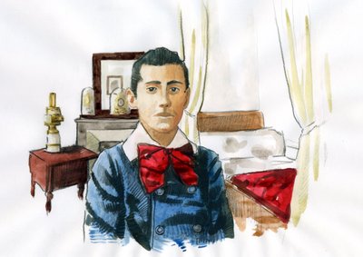 Marcel Proust ung på rommet til sin tante Elisabeth (blekk på papir) av Alessandro Lonati
