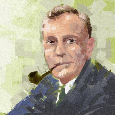 Portrett av astronom Edwin Hubble, 2023 (illustrasjon) av Alessandro Lonati