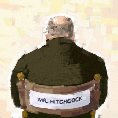 Portrett av regissør Alfred Hitchcock, 2023 (illustrasjon) av Alessandro Lonati