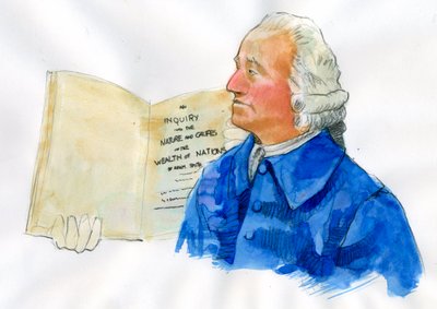 Portrett av Adam Smith (1723-1780) Skotsk filosof og økonom (Portrett av skotsk moralfilosof, pioner innen politisk økonomi Adam Smith) av Alessandro Lonati
