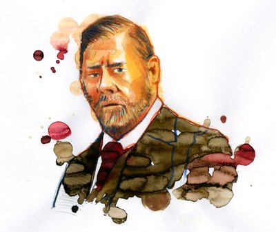 Portrett av Bram STOKER (1847-1912), irsk forfatter forfatter av "Dracula" (Portrett av den irske forfatteren Bram Stoker) av Alessandro Lonati