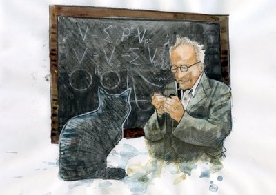 Portrett av Erwin Schrodinger (1887-1961) (Portrett av Erwin Erwin Schrodinger) av Alessandro Lonati