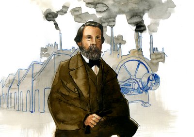 Portrett av Friedrich Engels (1820-1895), tysk sosialistisk teoretiker og politiker av Alessandro Lonati