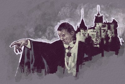 Portrett av den ungarske skuespilleren Bela Lugosi som grev Dracula (illustrasjon) av Alessandro Lonati