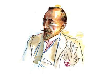 Portrett av Joseph Conrad (1857 - 1924), britisk forfatter rundt 1920 - 1923 (portrett av den engelske forfatteren Joseph Conrad) av Alessandro Lonati