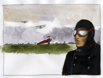Portrett av Manfred von Richthofen kaller den røde baronen (1892-1918) Tysk flyger (Portrett av Manfred von Richthofen, den røde baronen, tysk jagerpilot) Illustrasjon av Alessandro Lonati av Alessandro Lonati
