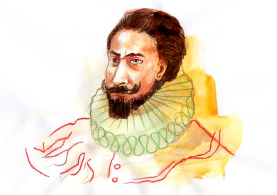 Portrett av Miguel de Cervantes Saavedra (1547-1616) (Portrett av den spanske forfatteren Miguel de Cervantes Saavedra) av Alessandro Lonati