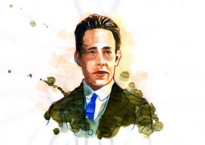 Portrett av den danske atom- og kjernefysikeren Niels Bohr (1885-1962) (den danske fysikeren Niels Bohr) Illustrasjon av Alessandro Lonati av Alessandro Lonati
