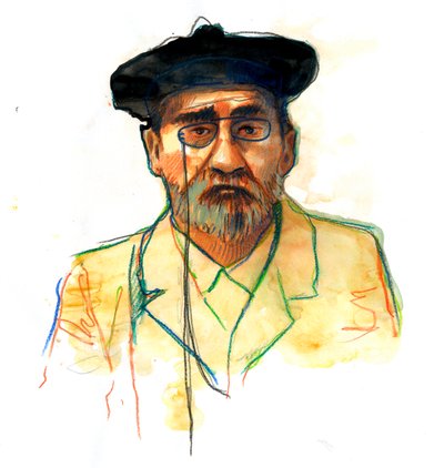 Portrett av den franske forfatteren Emile Zola (1840-1902) (Portrett av den engelske forfatteren Emile Zola) av Alessandro Lonati