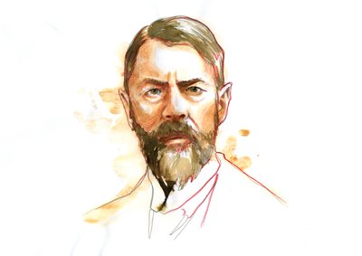 Portrett av den tyske sosiologen Max Weber (1864 - 1920) (Max Weber tysk sosiolog, filosof, jurist og politisk økonom) av Alessandro Lonati