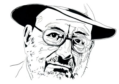 Portrett av den italienske intellektuellen Umberto Eco (1932-2016) av Alessandro Lonati