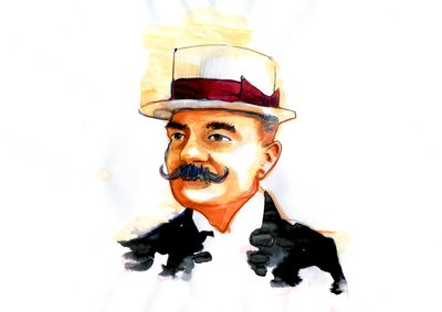 Portrett av den italienske forfatteren Emilio Salgari (1863-1911) av Alessandro Lonati