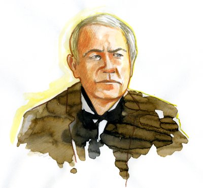 Portrett av fysikeren Thomas Edison (1847-1931) Tegning av Alessandro Lonati