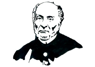 Representasjon av Victor Schoelcher (1804-1893) fransk politiker, Franc Macon, kjent for å ha ledet dekretet om den endelige avskaffelsen av slaveri i Frankrike (Portrett av den franske avskaffelsesforfatteren Victor Schoelcher) Illustrasjon av Alessandro  av Alessandro Lonati