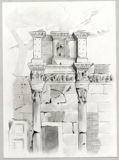 Ruiner av romertiden i Roma, Forum (foro romano) Tegning av Alessandro Lonati. av Alessandro Lonati