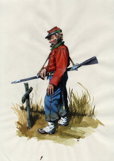 Second Empire (1852-1870): Italiensk forening (Risorgimento), frivillig fra den garibaldianske hæren kjent som "rød skjorte"-kjemper for saken til Giuseppe Garibaldi (1807-1882) i Italia av Alessandro Lonati