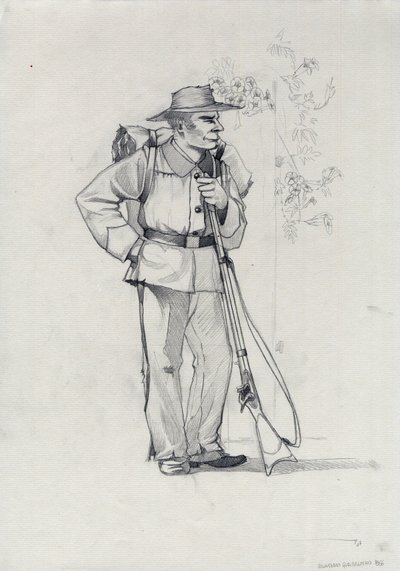 Second Empire (1852-1870): Italiensk forening (Risorgimento), frivillig fra den garibaldianske hæren kjent som "rød skjorte"-kjemper for saken til Giuseppe Garibaldi (1807-1882) i Italia av Alessandro Lonati