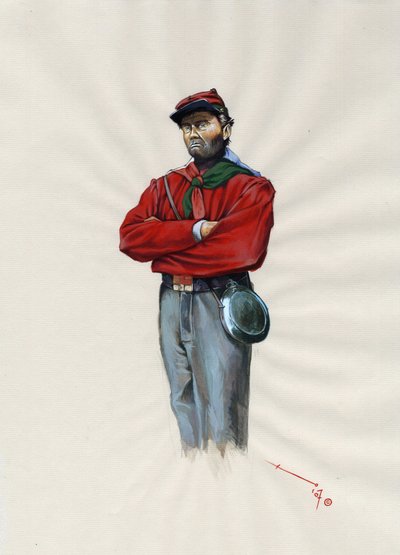 Second Empire (1852-1870): Italiensk forening (Risorgimento), frivillig offiser for den garibaldianske hæren kjent som "rød skjorte"-kjemper for saken til Giuseppe Garibaldi (1807-1882) i Italia av Alessandro Lonati